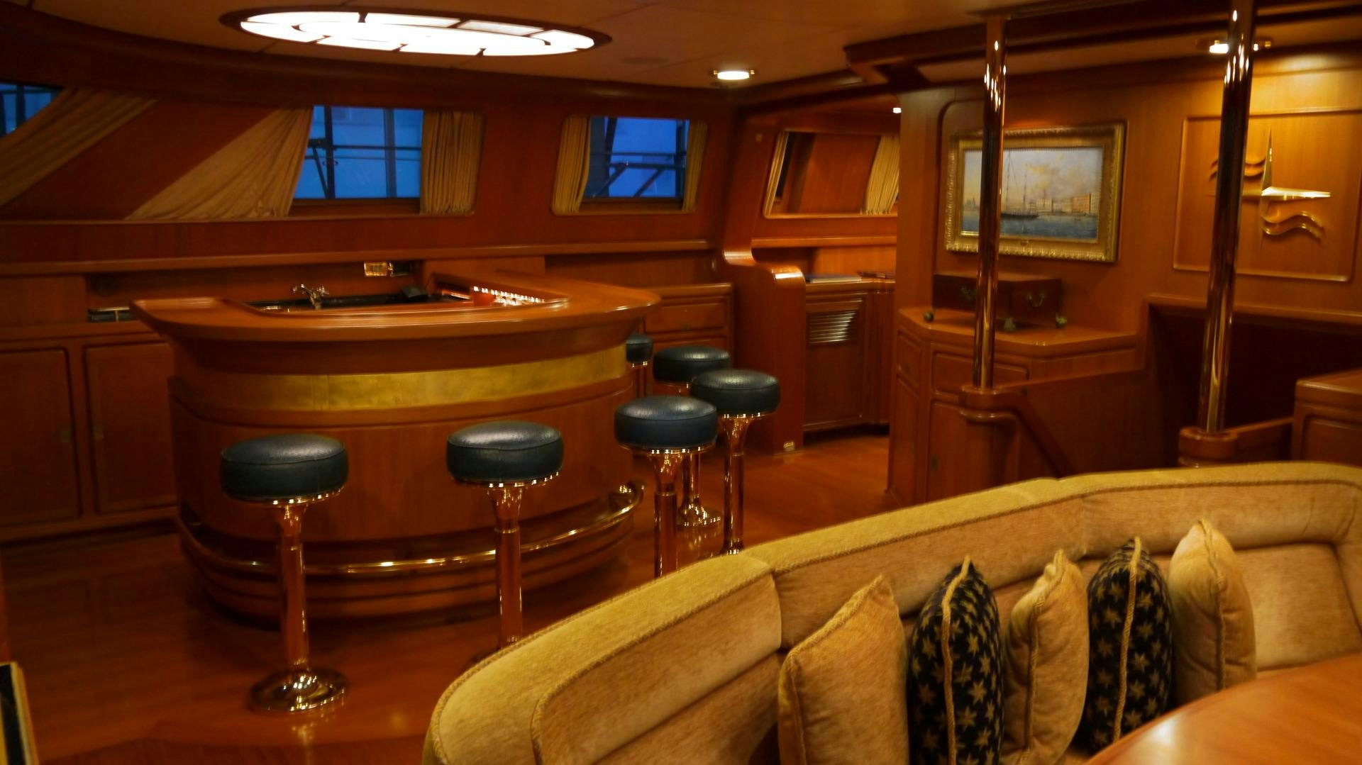 a room with a couch and a table aboard ANDROMEDA LA DEA Yacht for Sale