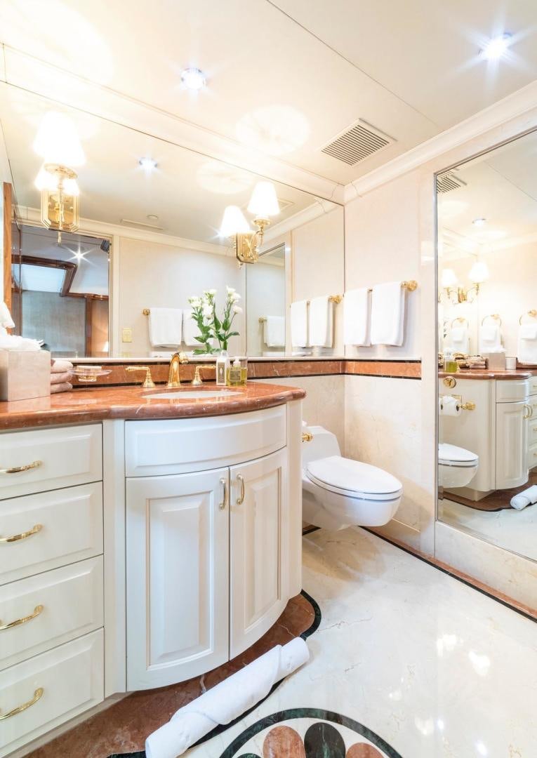 a bathroom with a sink and toilet aboard POPEYE Yacht for Sale