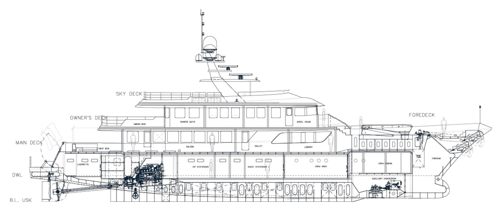 diagram aboard QING Yacht for Sale