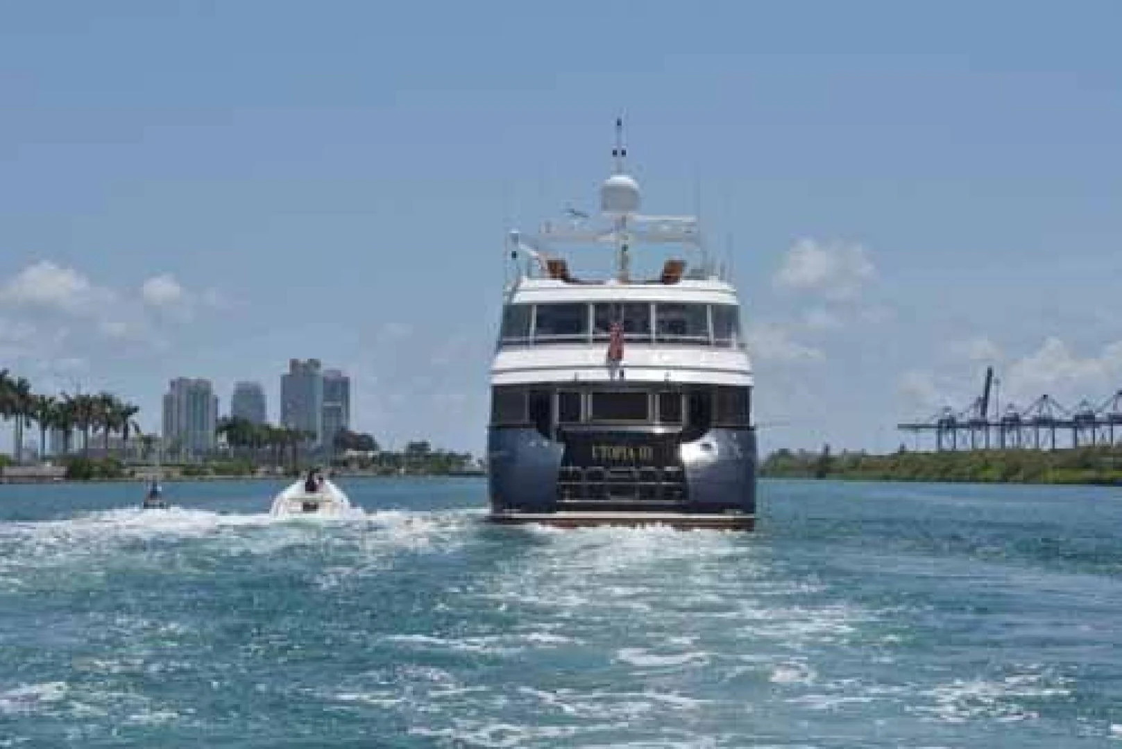 a boat on the water aboard UTOPIA III Yacht for Sale