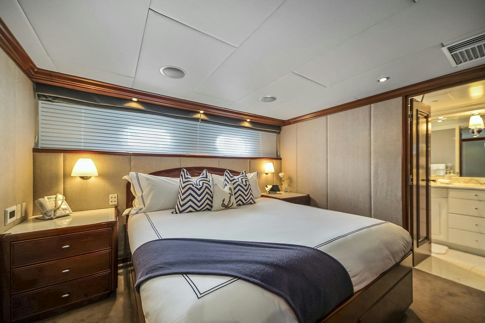 a bed in a room aboard ARTEMIS Yacht for Sale