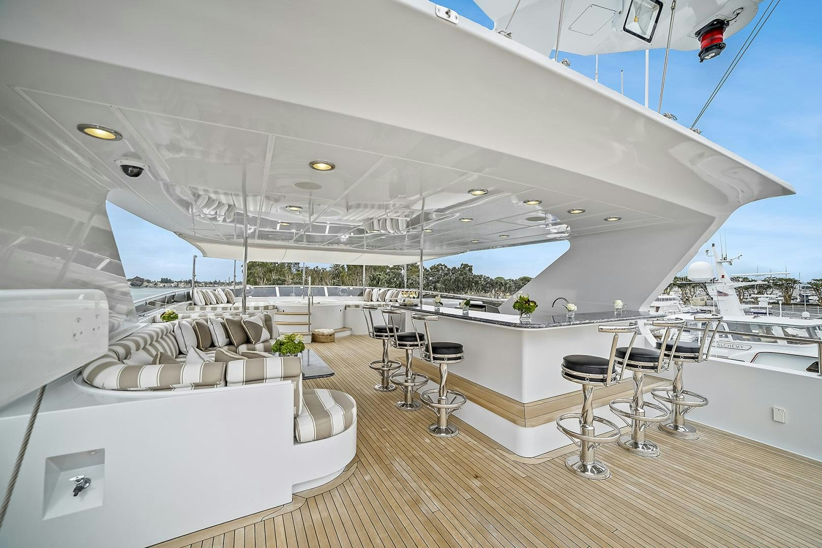 a modern house with a large balcony aboard ARTEMIS Yacht for Sale