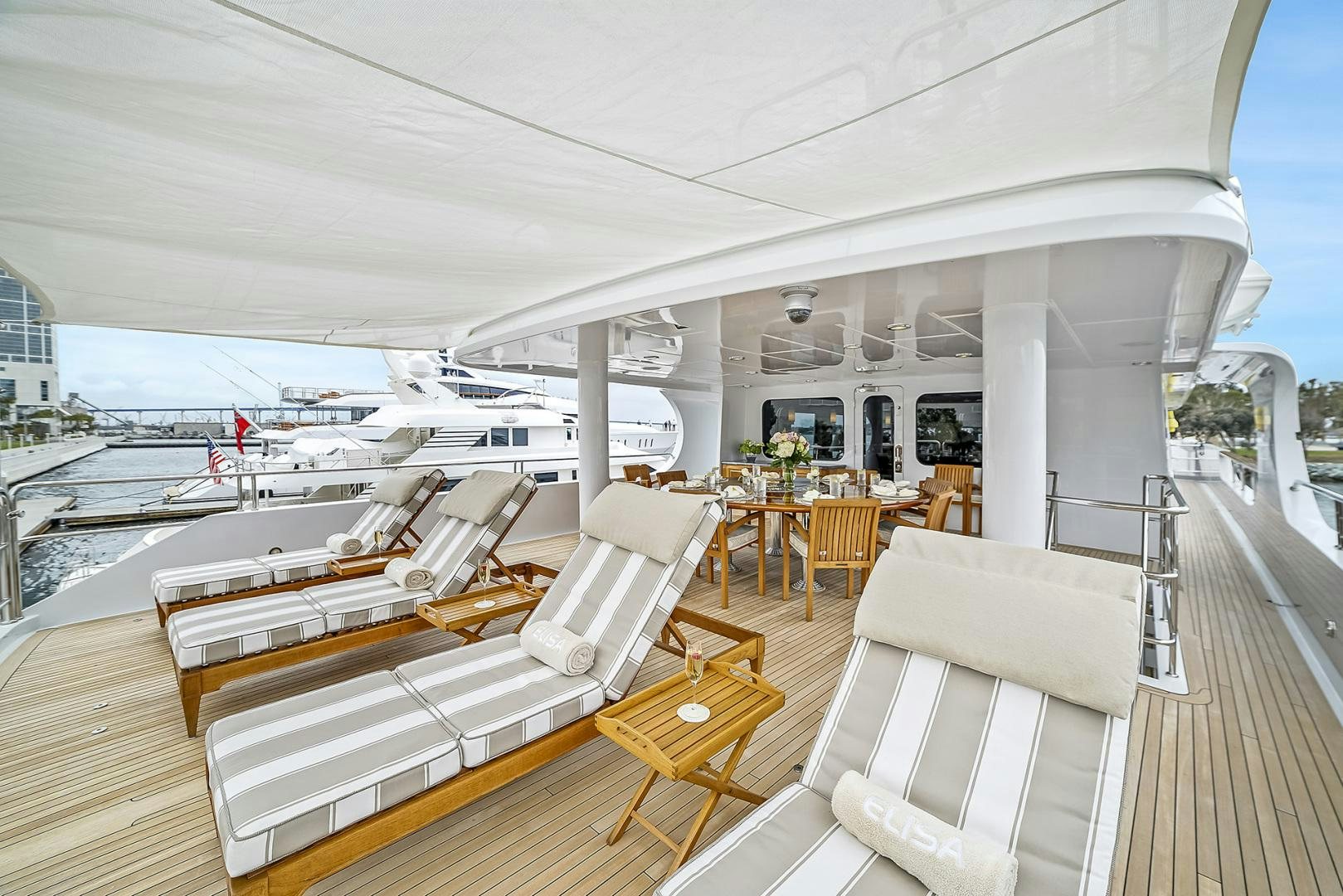 a boat on a deck aboard ARTEMIS Yacht for Sale