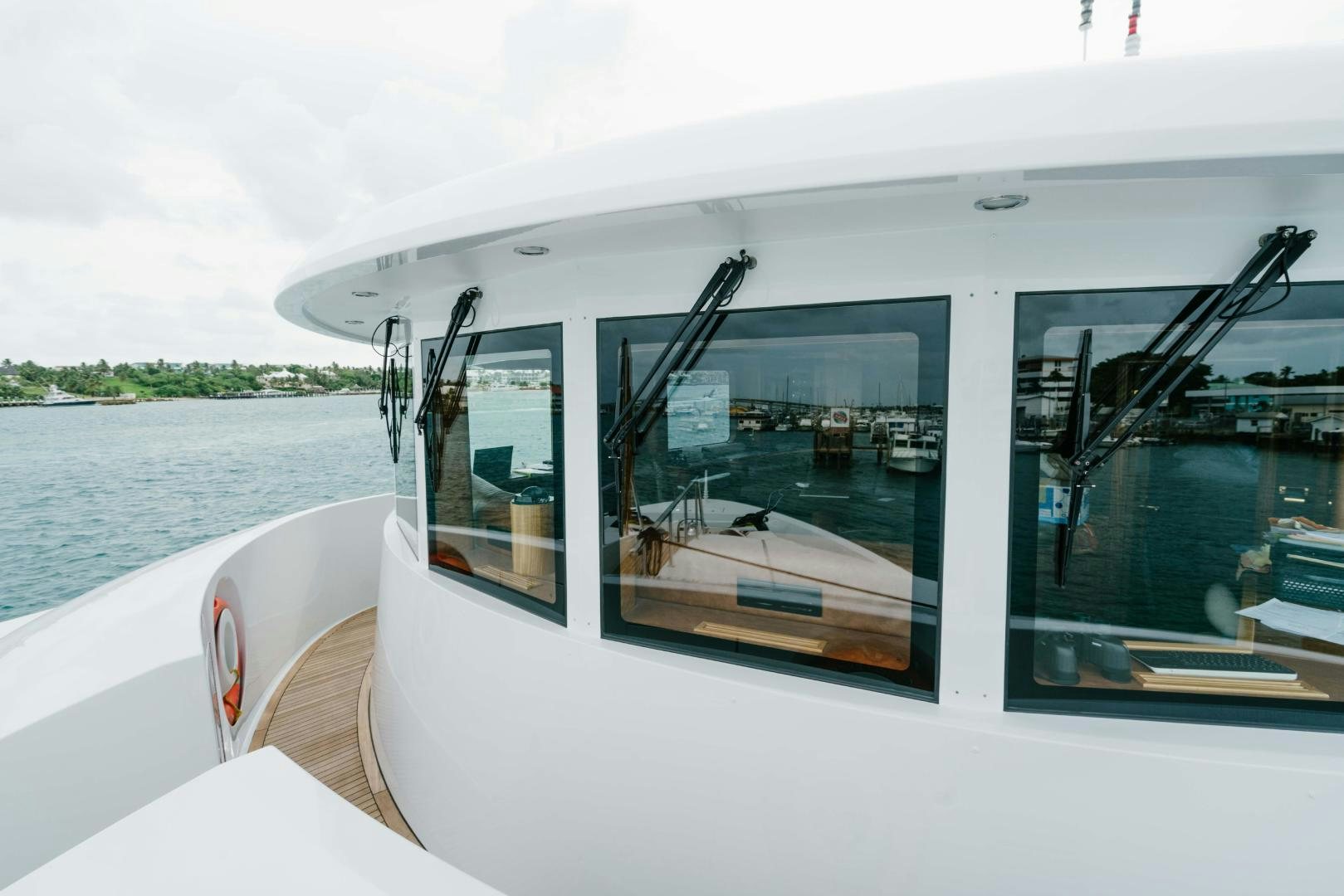 a boat with a glass door aboard EXCELLENCE Yacht for Sale