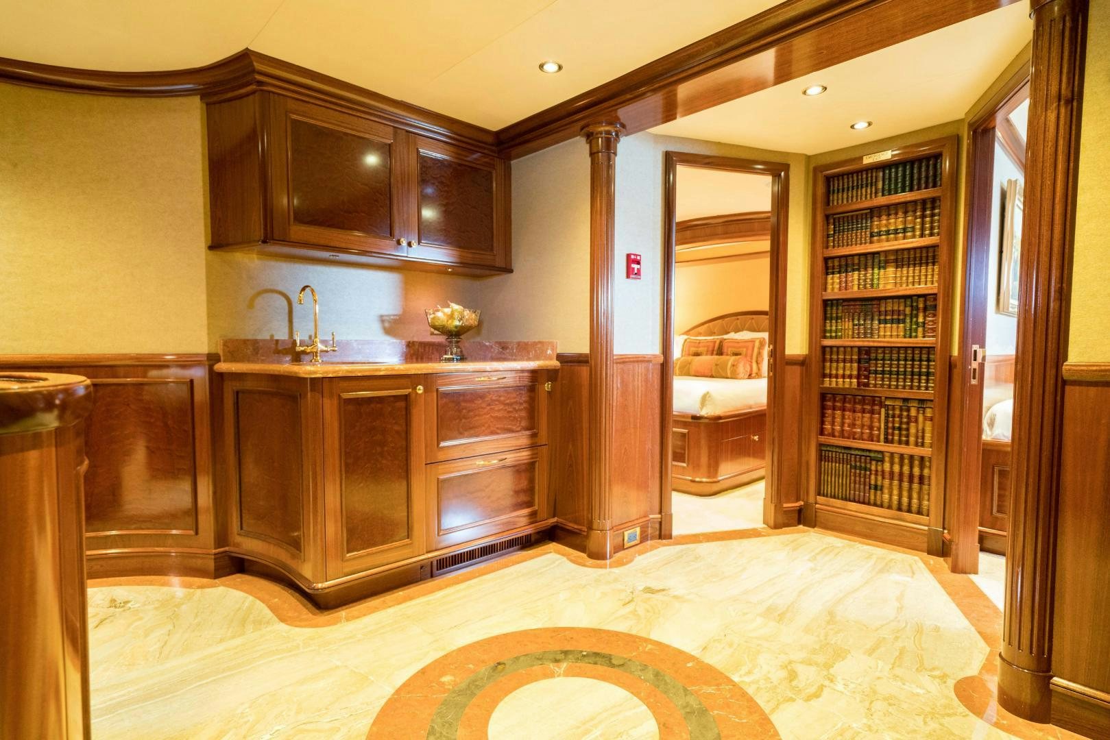 a bathroom with a large tub aboard EXCELLENCE Yacht for Sale