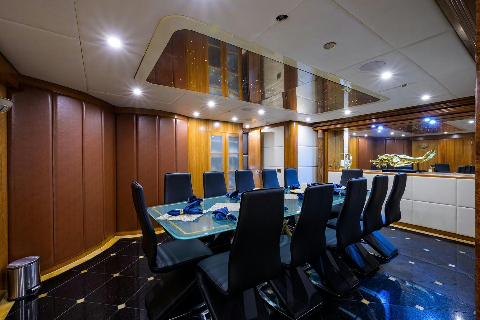 a conference room with chairs and tables aboard CABERNET Yacht for Sale