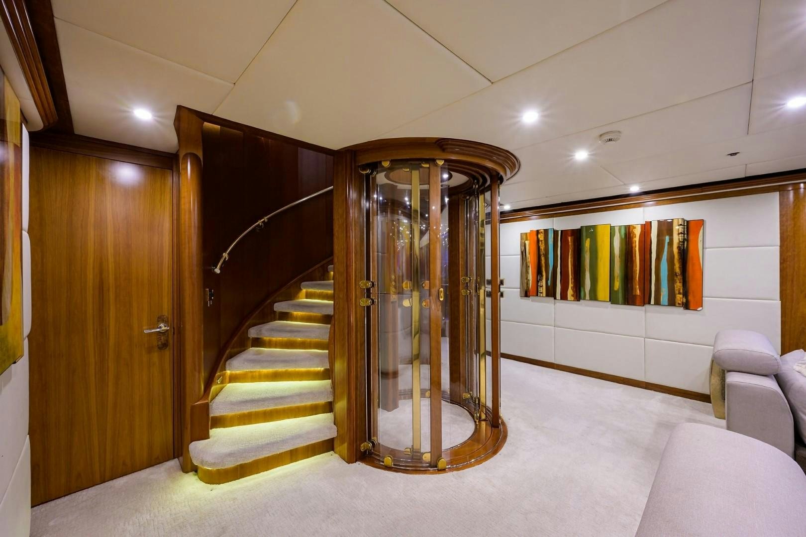 a large glass door in a room aboard CABERNET Yacht for Sale
