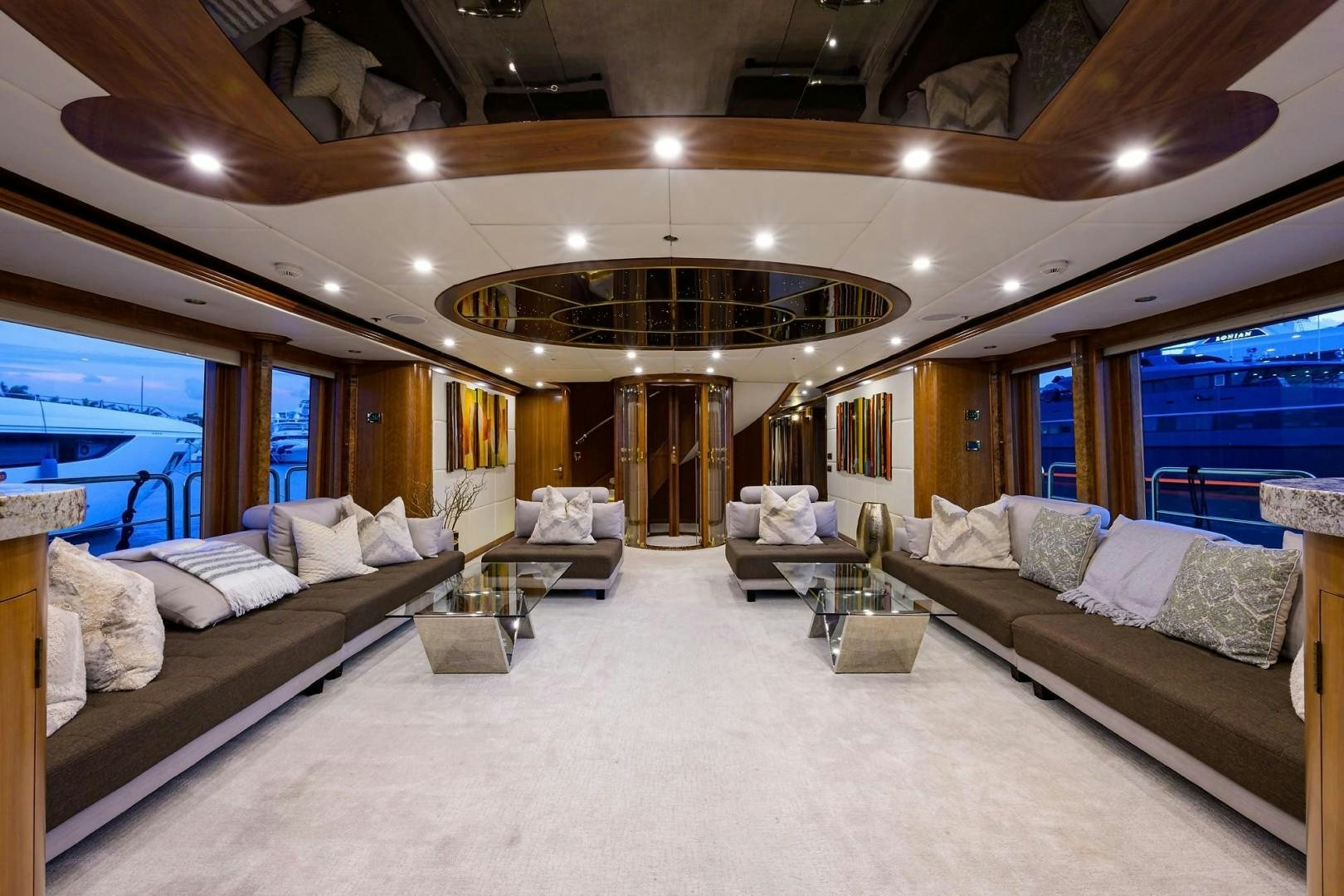 a large room with a bed and a couch aboard CABERNET Yacht for Sale