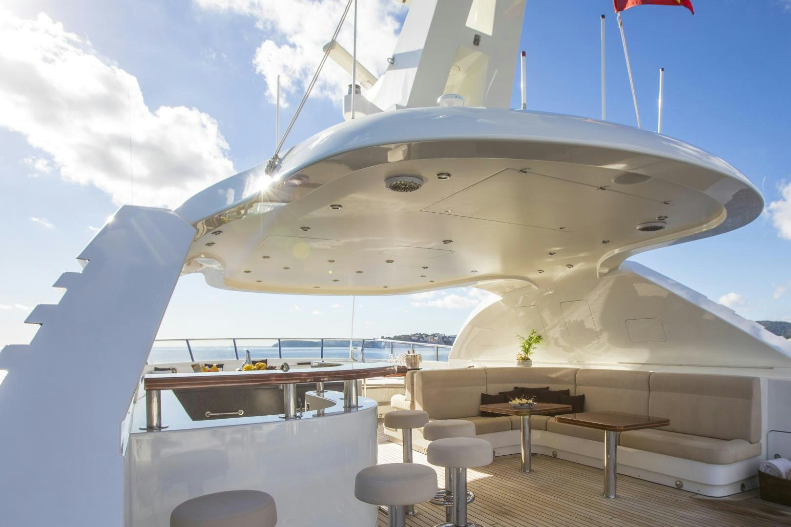 a large white ship aboard DYNASTY Yacht for Sale