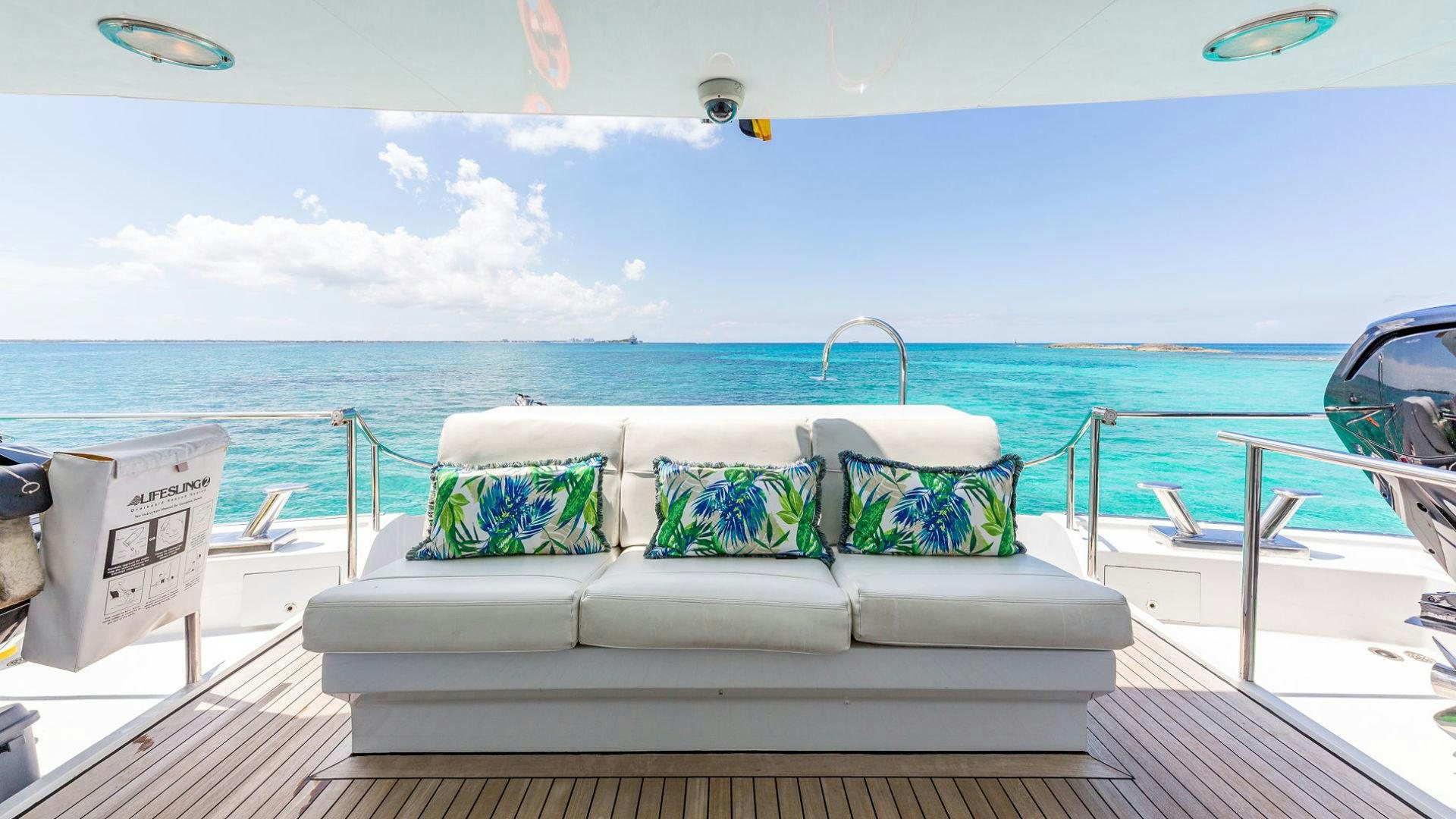 a boat on a deck aboard AT LAST Yacht for Sale