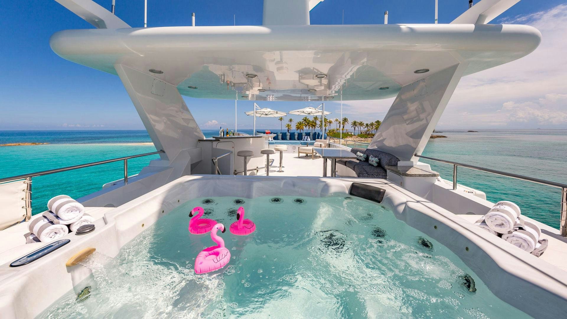 a cartoon on a whale aboard AT LAST Yacht for Sale