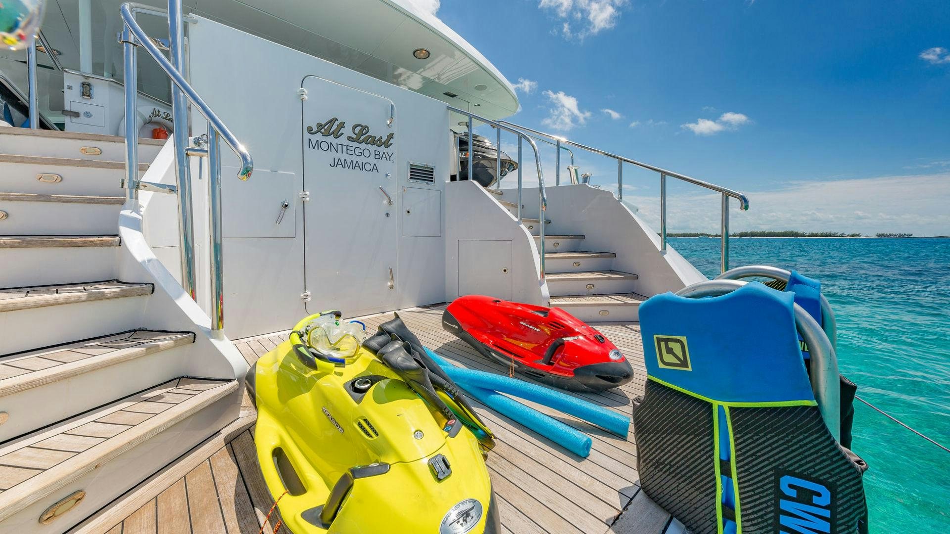 a boat on the water aboard AT LAST Yacht for Sale