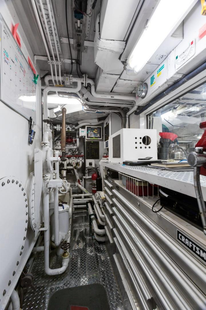 a room with machinery aboard AT LAST Yacht for Sale