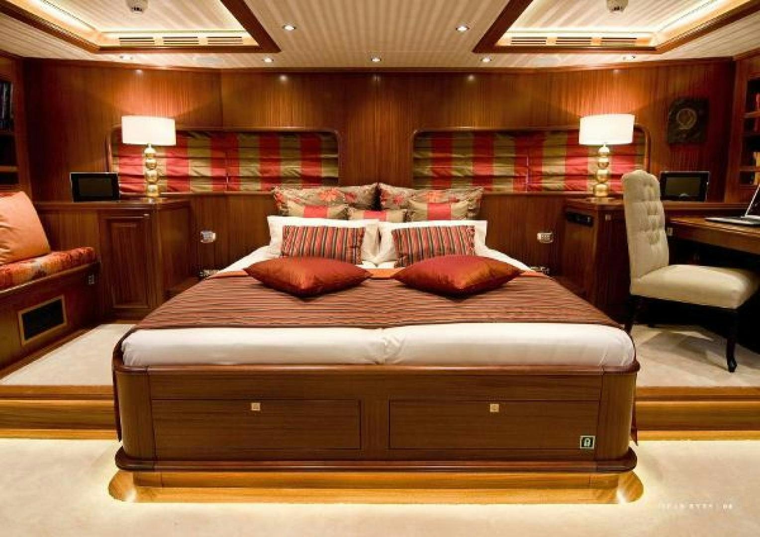 a bed in a room aboard CLEAR EYES Yacht for Sale