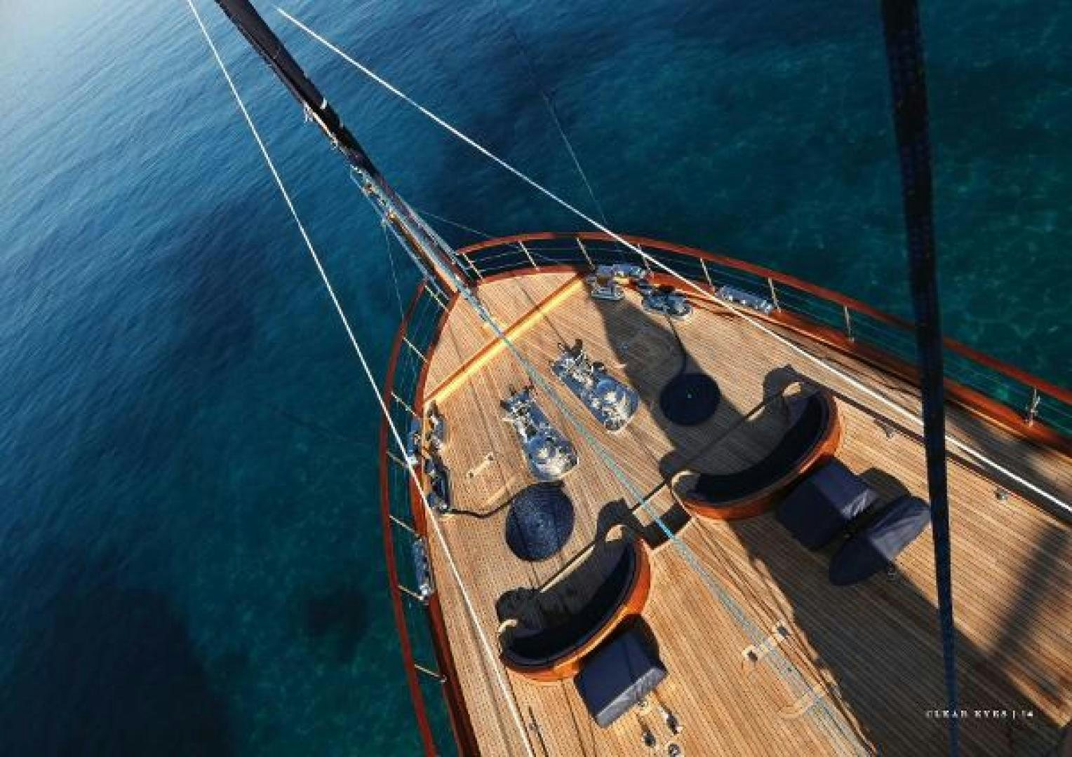 a large orange and black ship aboard CLEAR EYES Yacht for Sale