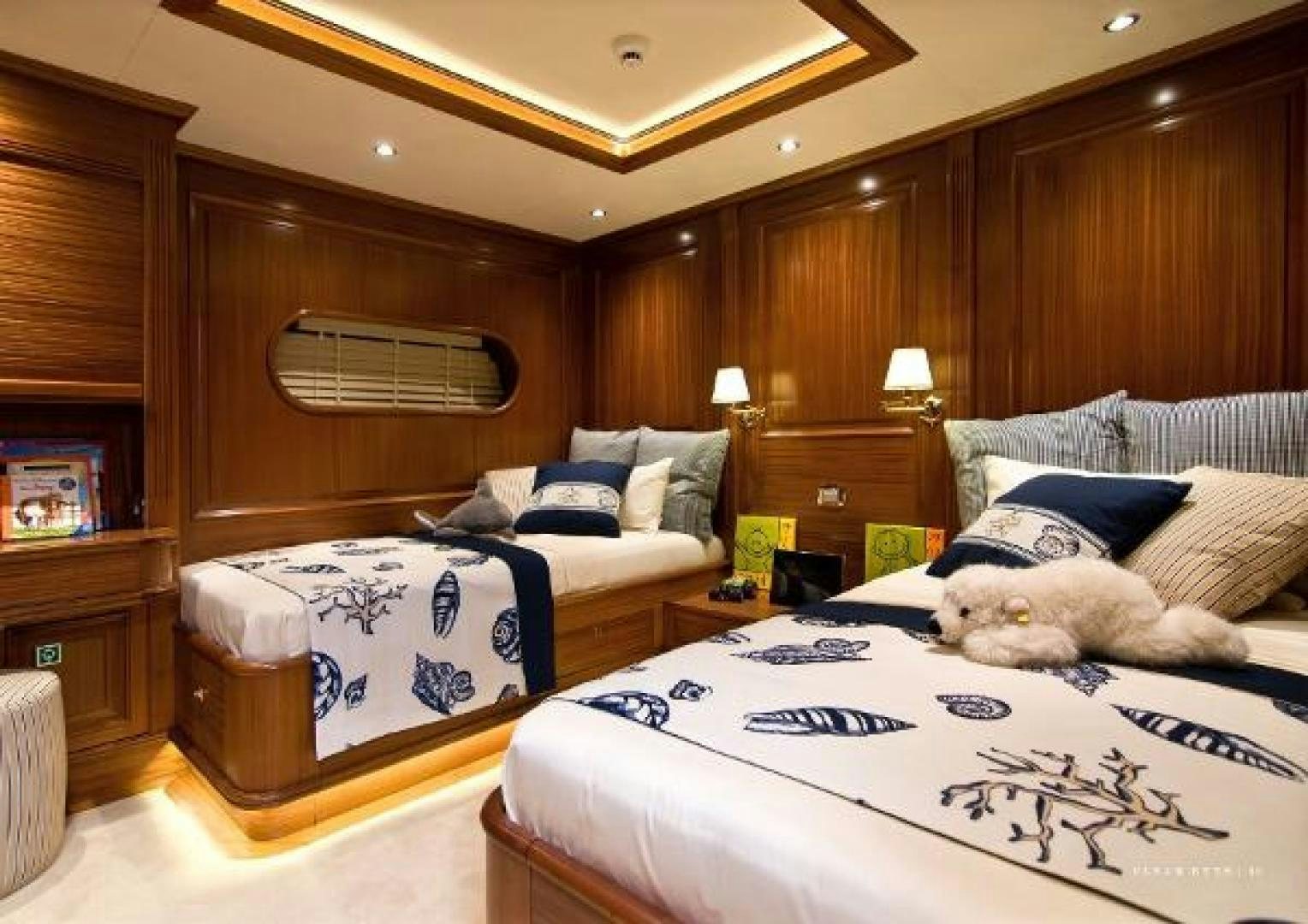 a couple of beds in a room aboard CLEAR EYES Yacht for Sale