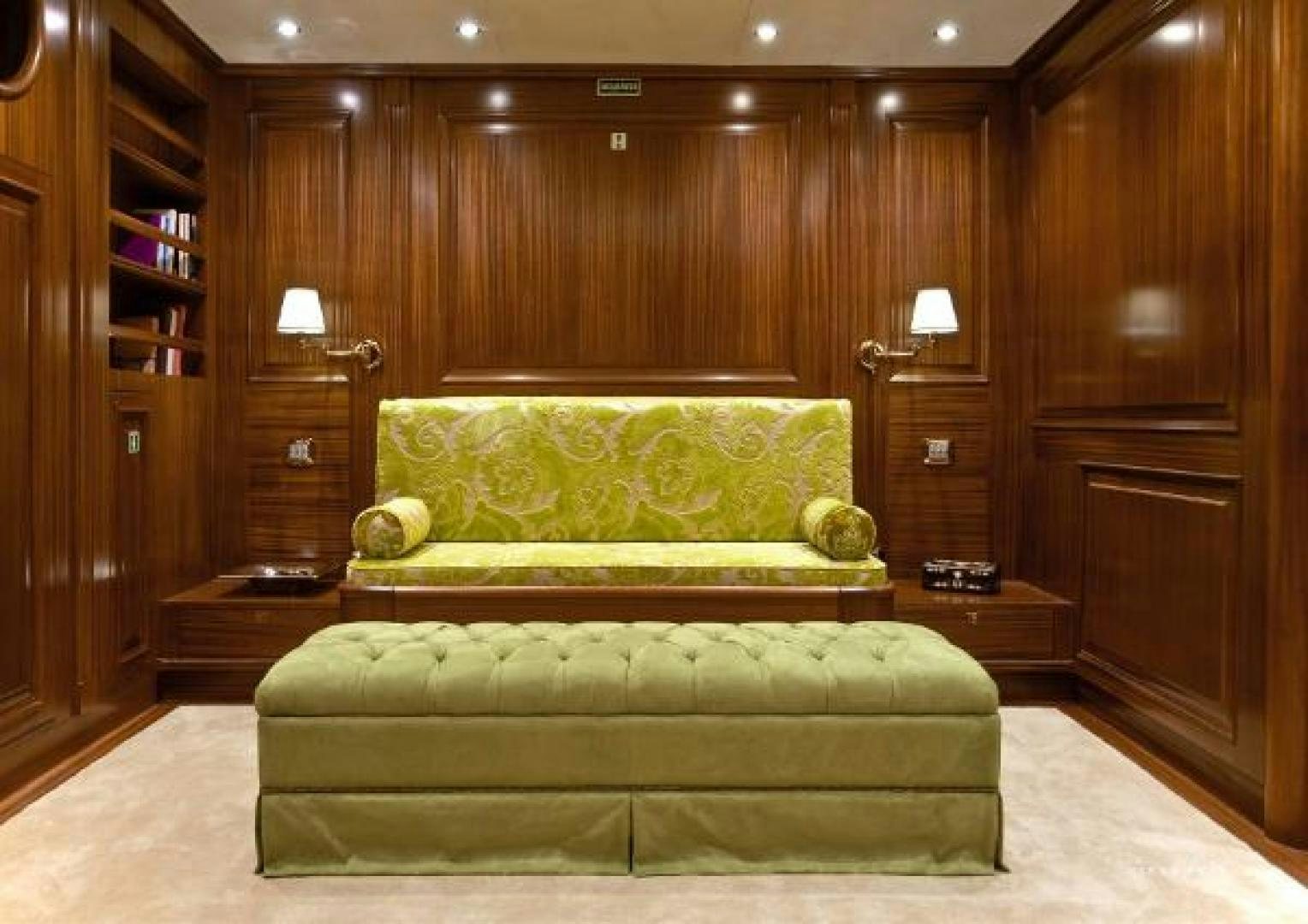 a couch in a room aboard CLEAR EYES Yacht for Sale