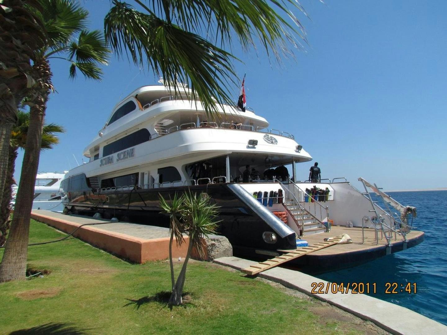 a boat docked at a pier aboard NO NAME Yacht for Sale