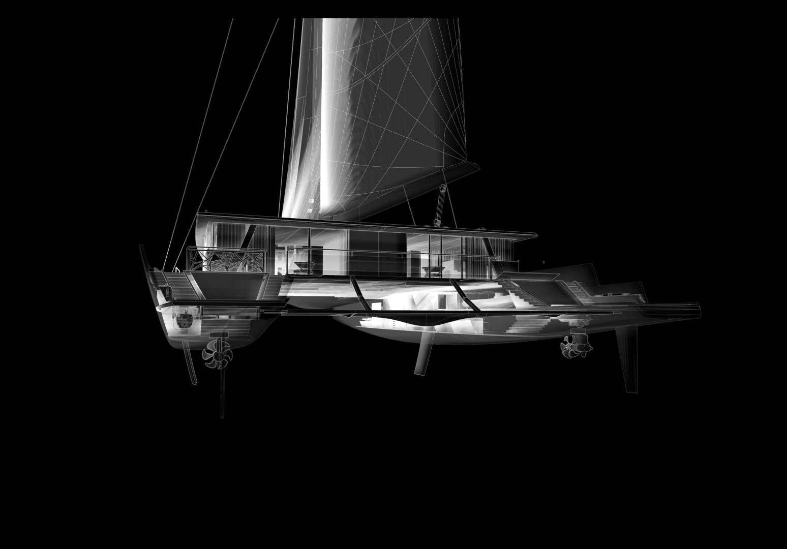 a space shuttle in the dark aboard SEA VOYAGER 143 Yacht for Sale