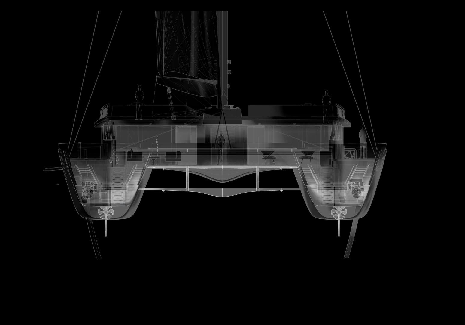 a black and white photo of a space ship aboard SEA VOYAGER 143 Yacht for Sale