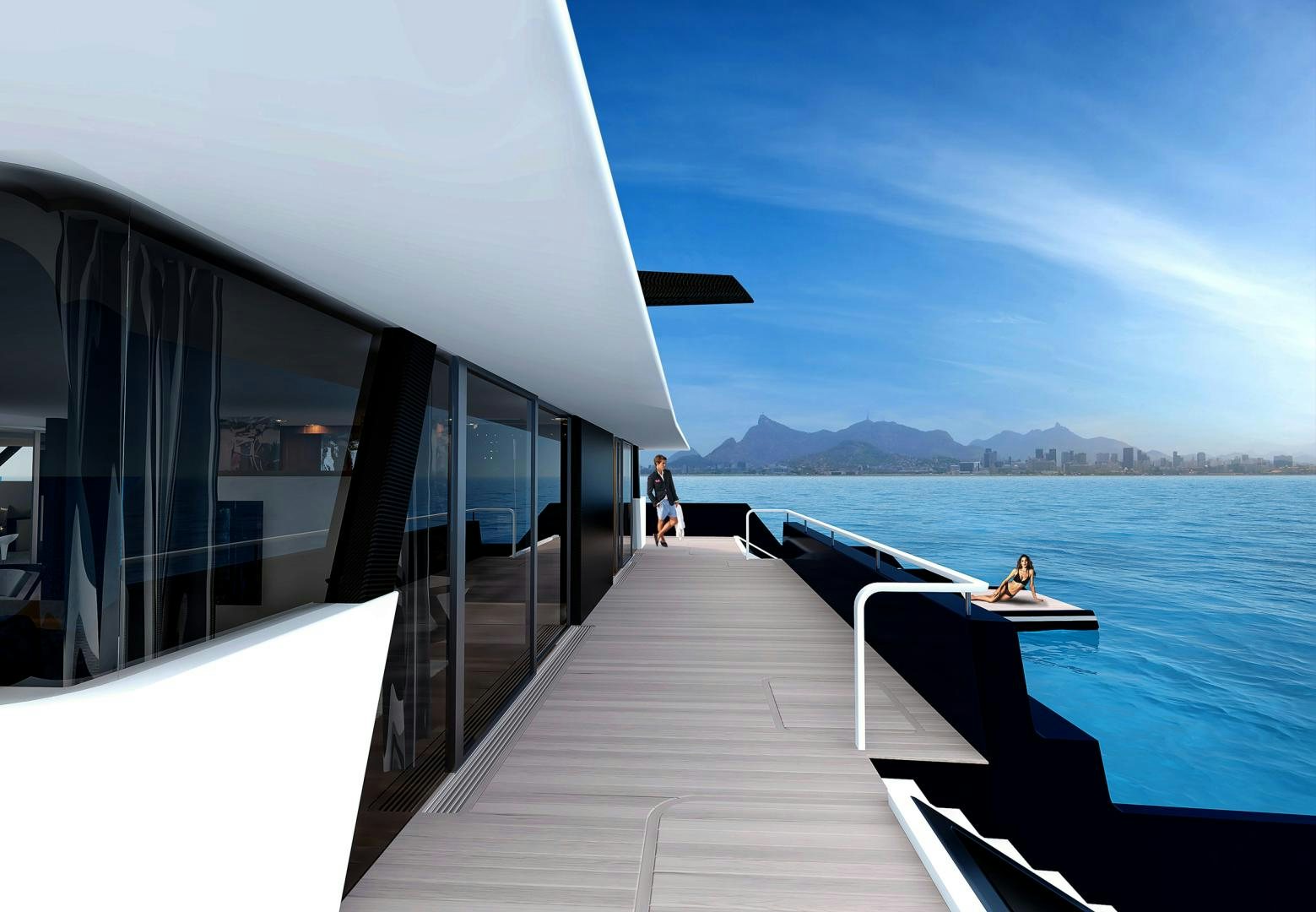 a boat on a body of water aboard SEA VOYAGER 143 Yacht for Sale