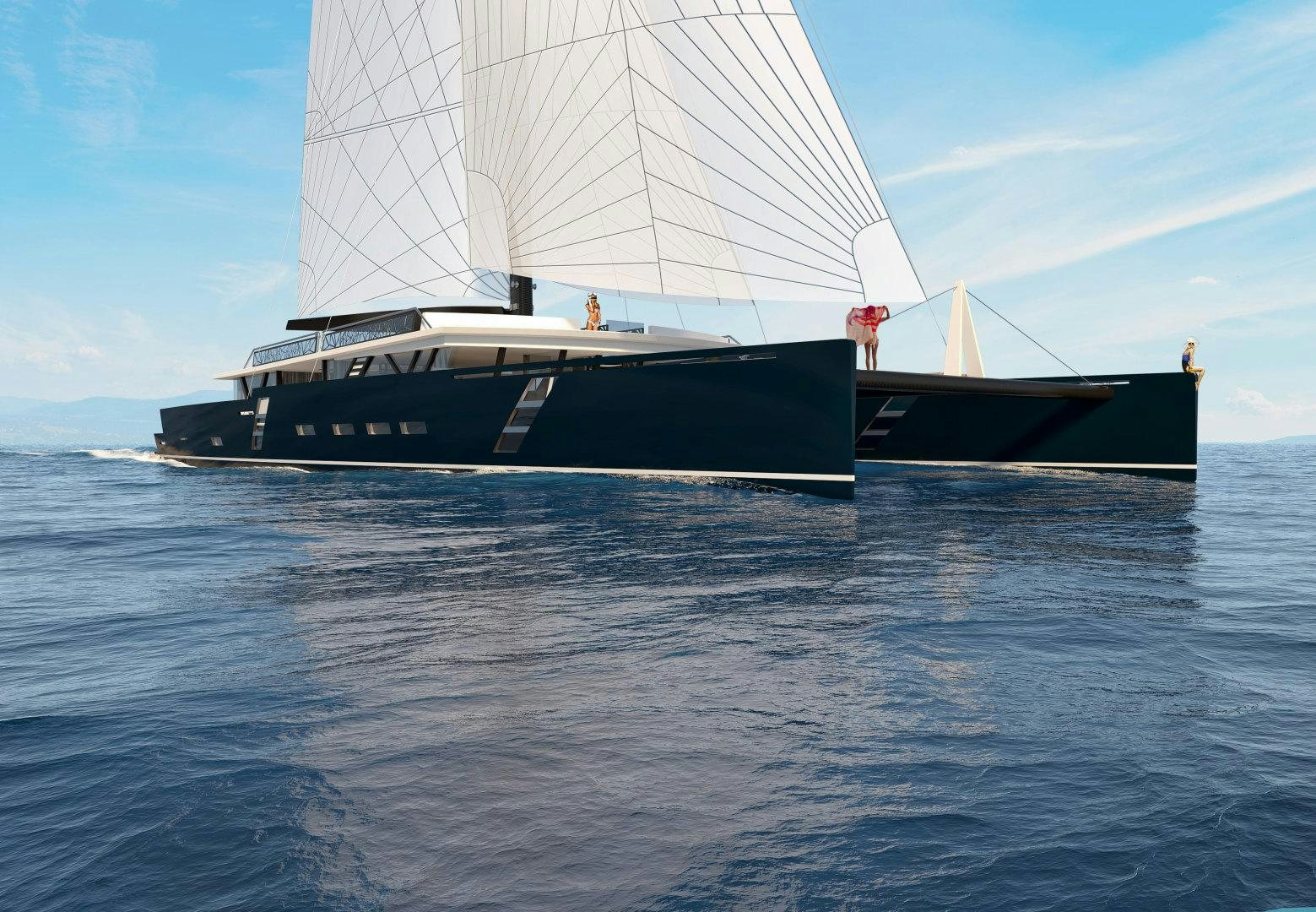 a boat sailing on the water aboard SEA VOYAGER 143 Yacht for Sale