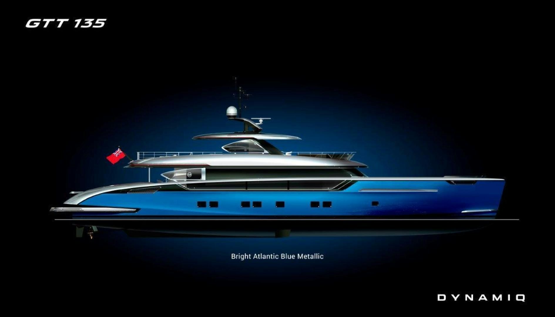 a white and blue boat aboard GTT 140 Yacht for Sale