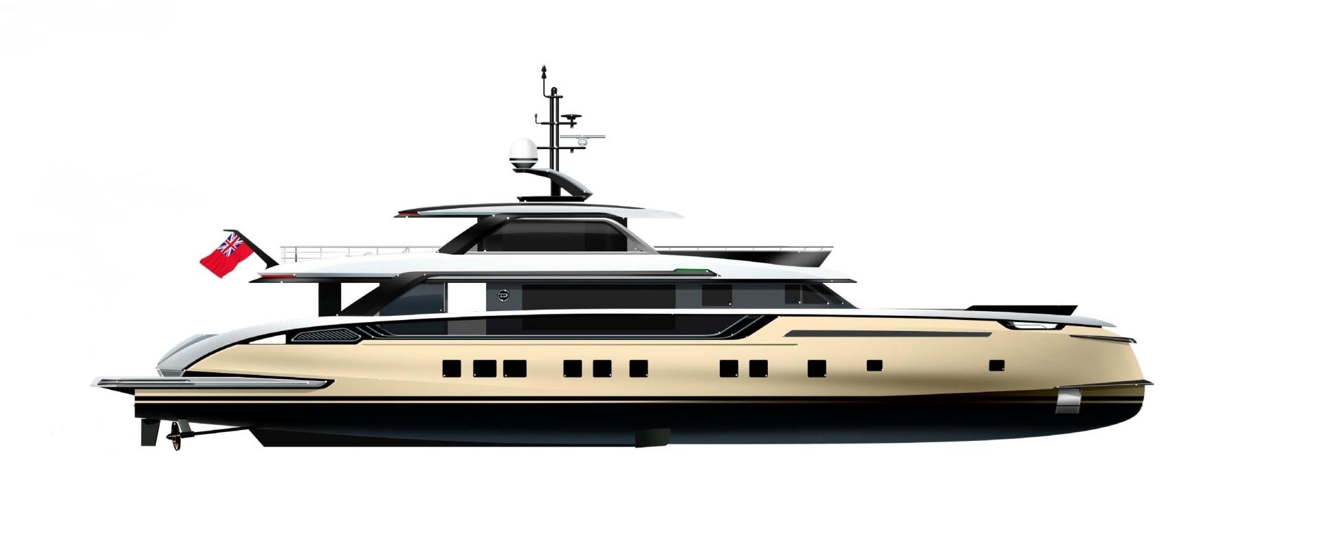 a white and black boat aboard GTT 140 Yacht for Sale