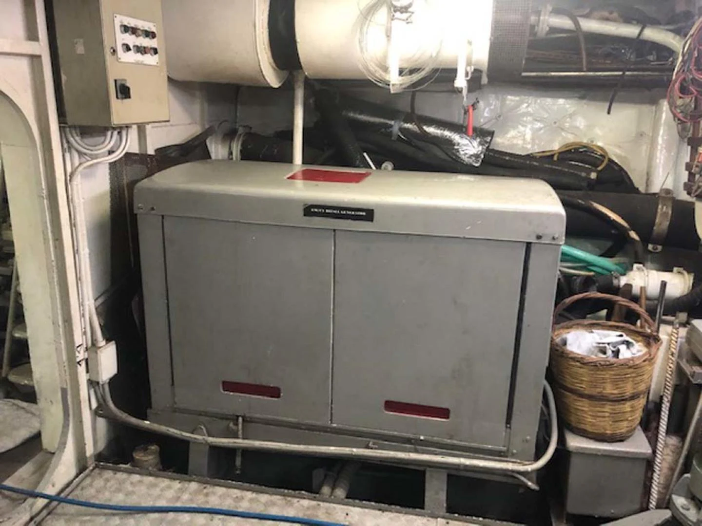 a large machine with a red panel aboard GELLY Yacht for Sale