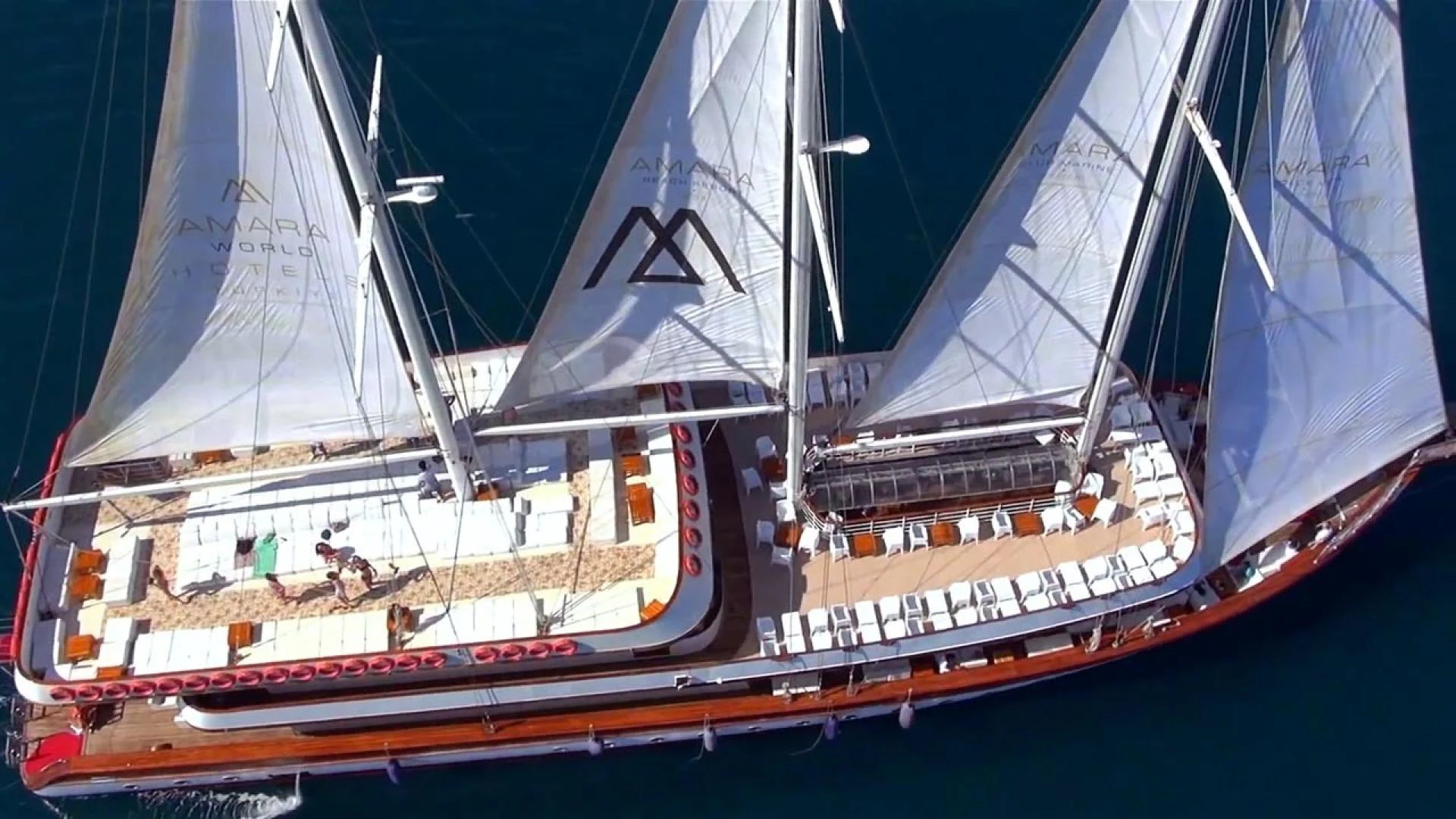 a large ship with many sails aboard MY DREAM Yacht for Sale