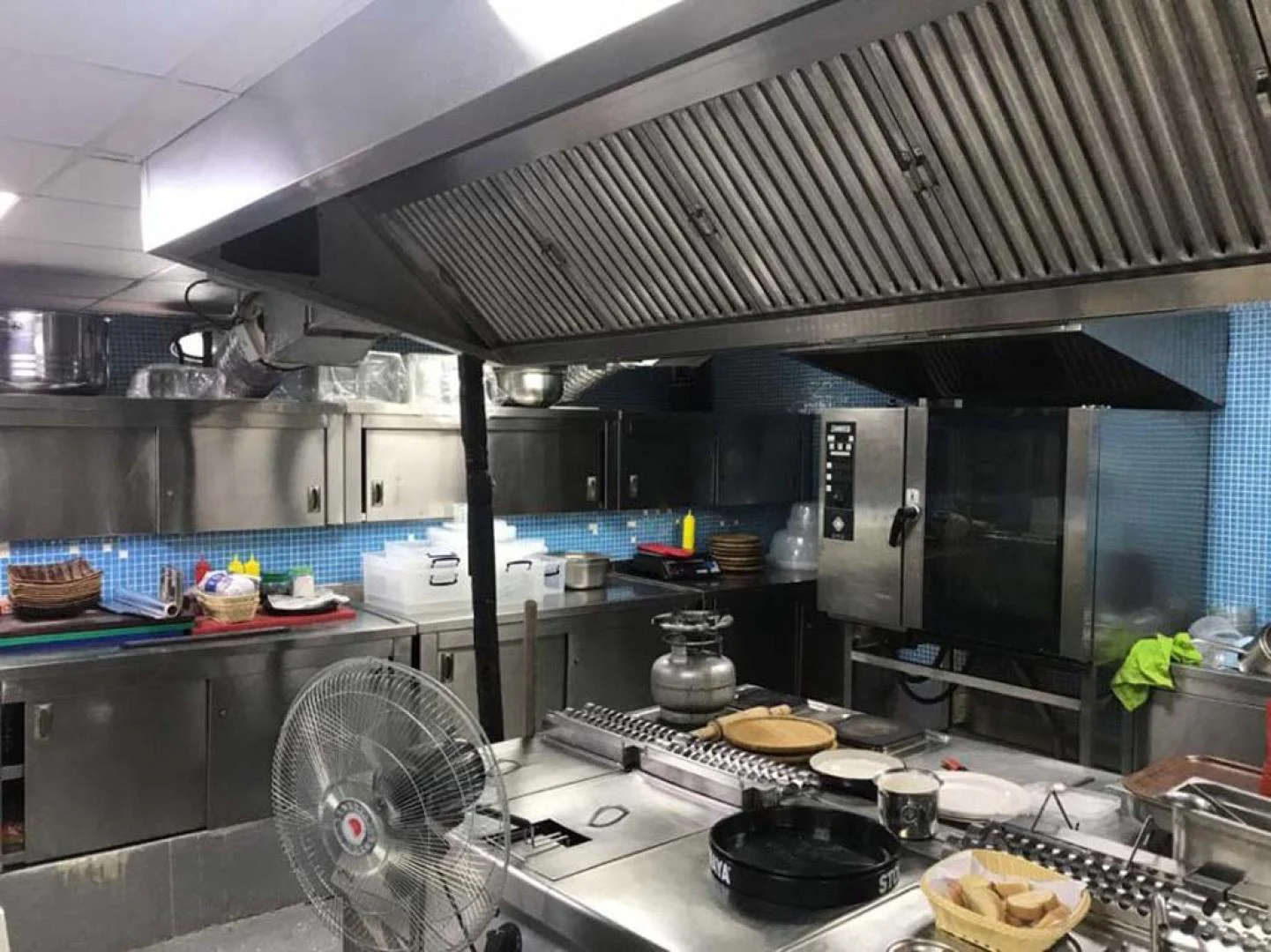 a kitchen with a large stove aboard MY DREAM Yacht for Sale
