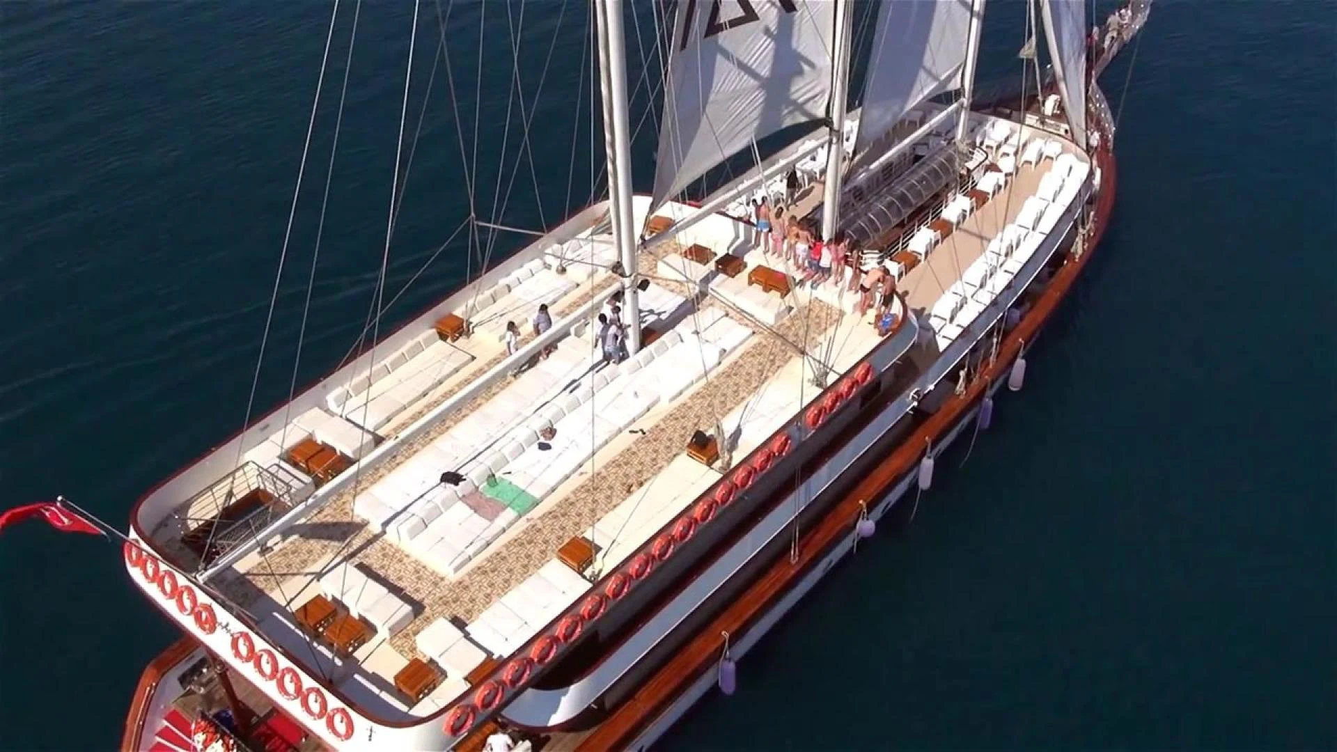 a large ship in the ocean aboard MY DREAM Yacht for Sale