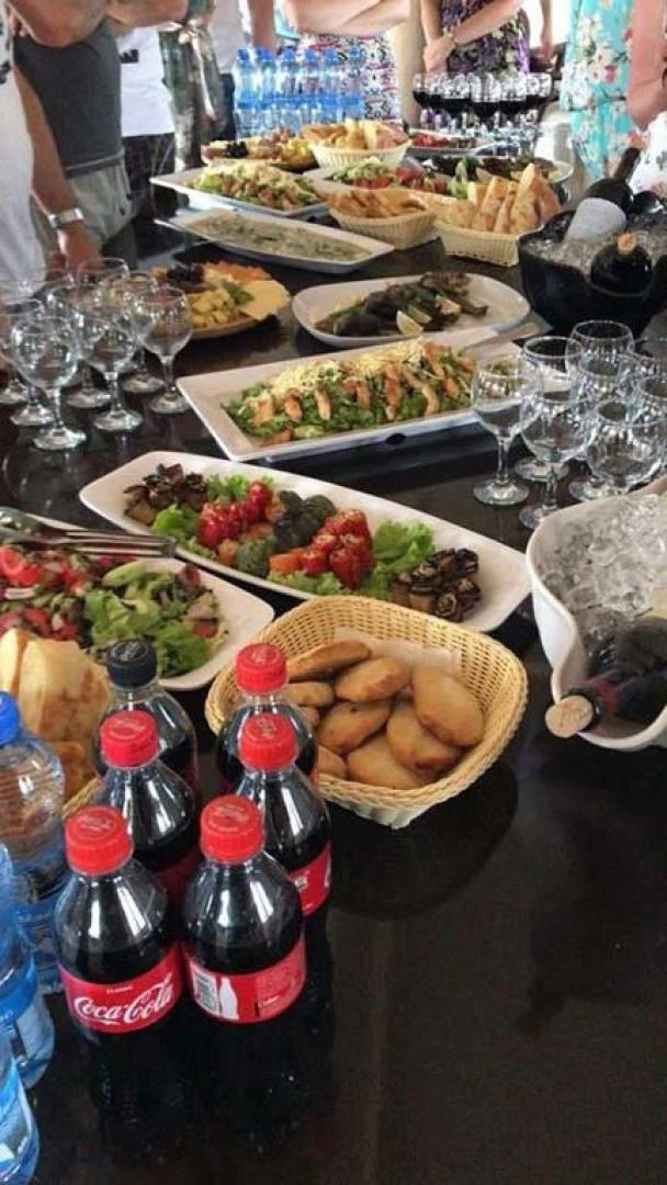 a table full of food aboard MY DREAM Yacht for Sale