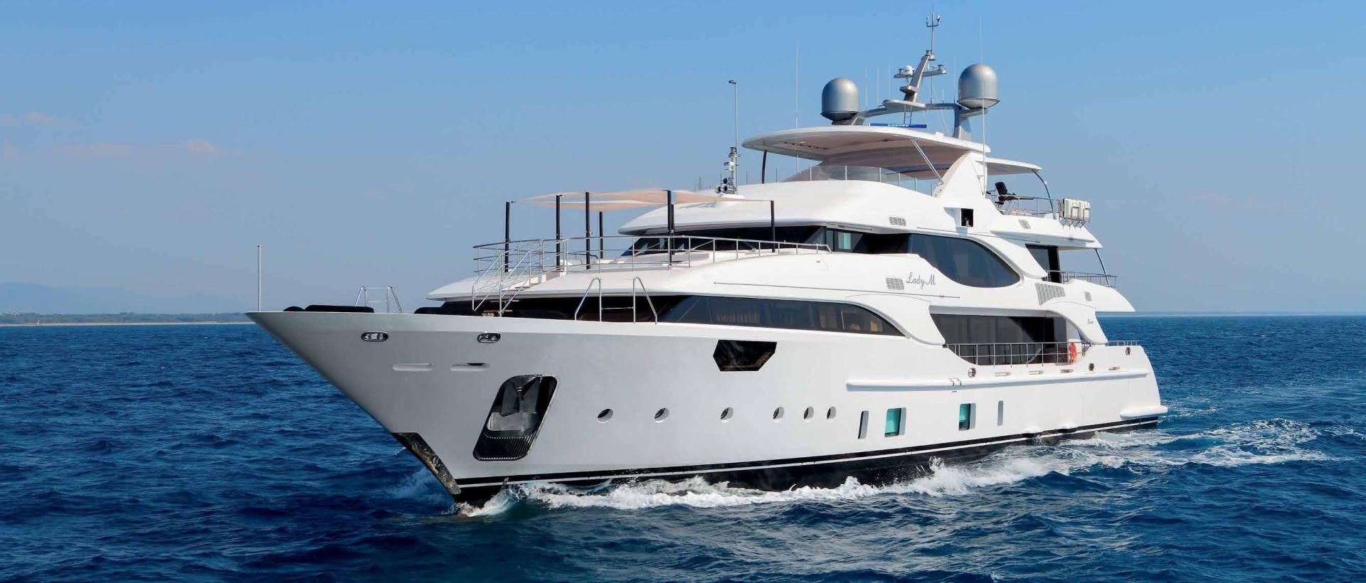 a white yacht on the water aboard DREW Yacht for Sale