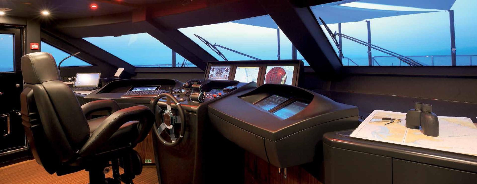 inside of a car aboard DREW Yacht for Sale