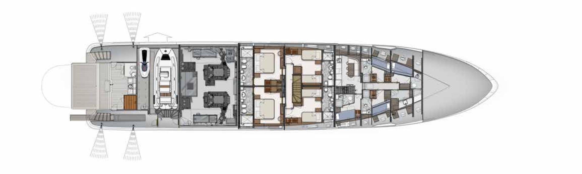 a drawing of a building aboard DREW Yacht for Sale
