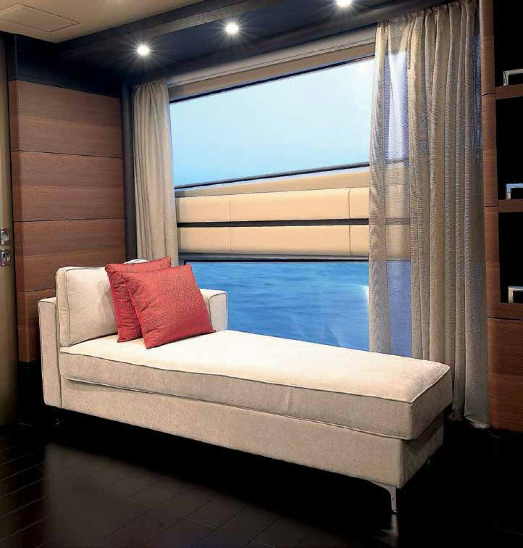 a bed in a room aboard DREW Yacht for Sale