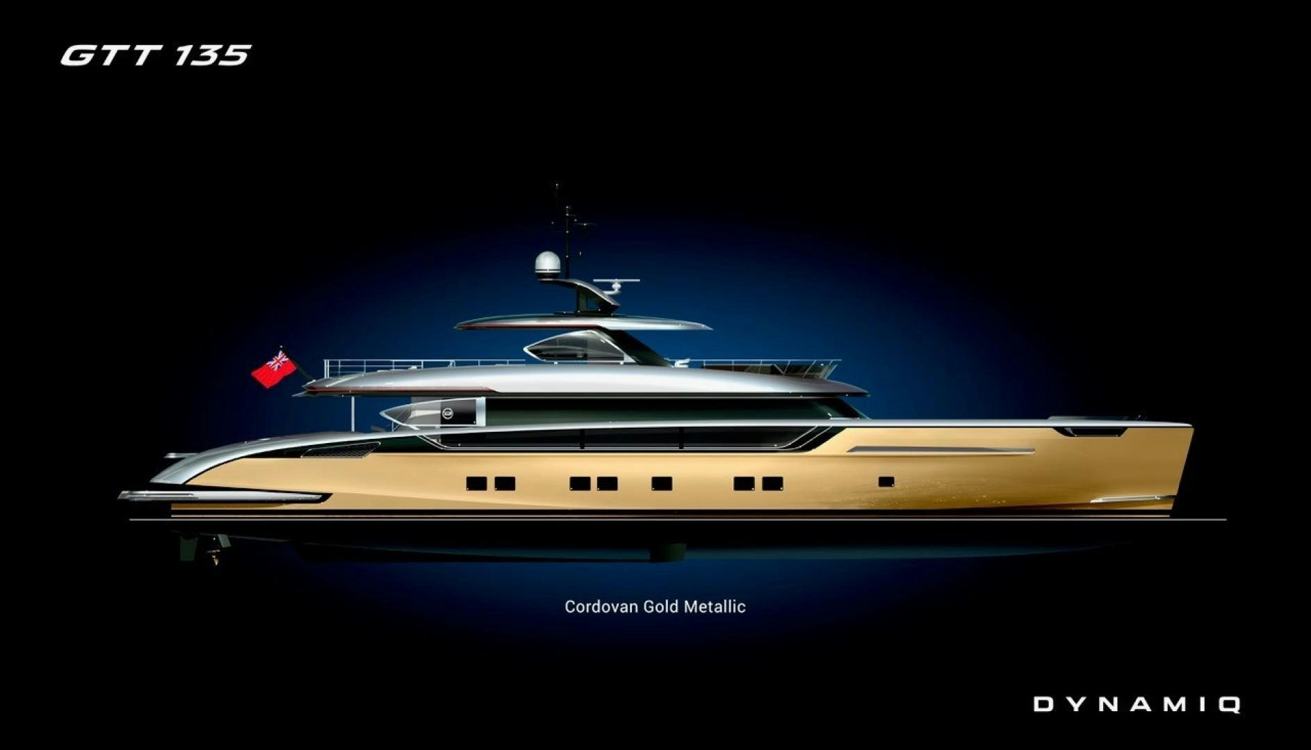 a white and yellow boat aboard GTT 135 Yacht for Sale