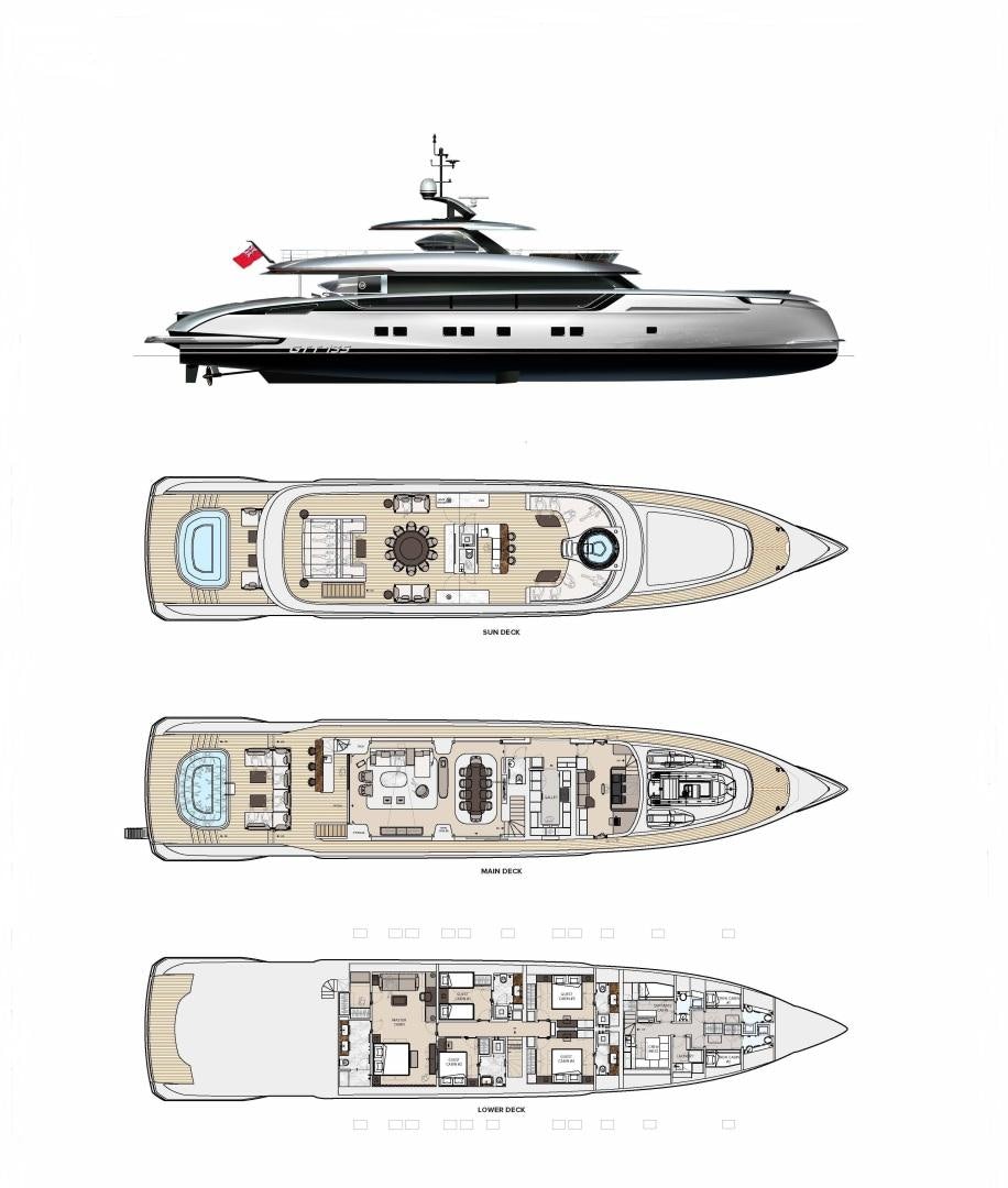 a couple of silver measuring cups aboard GTT 135 Yacht for Sale