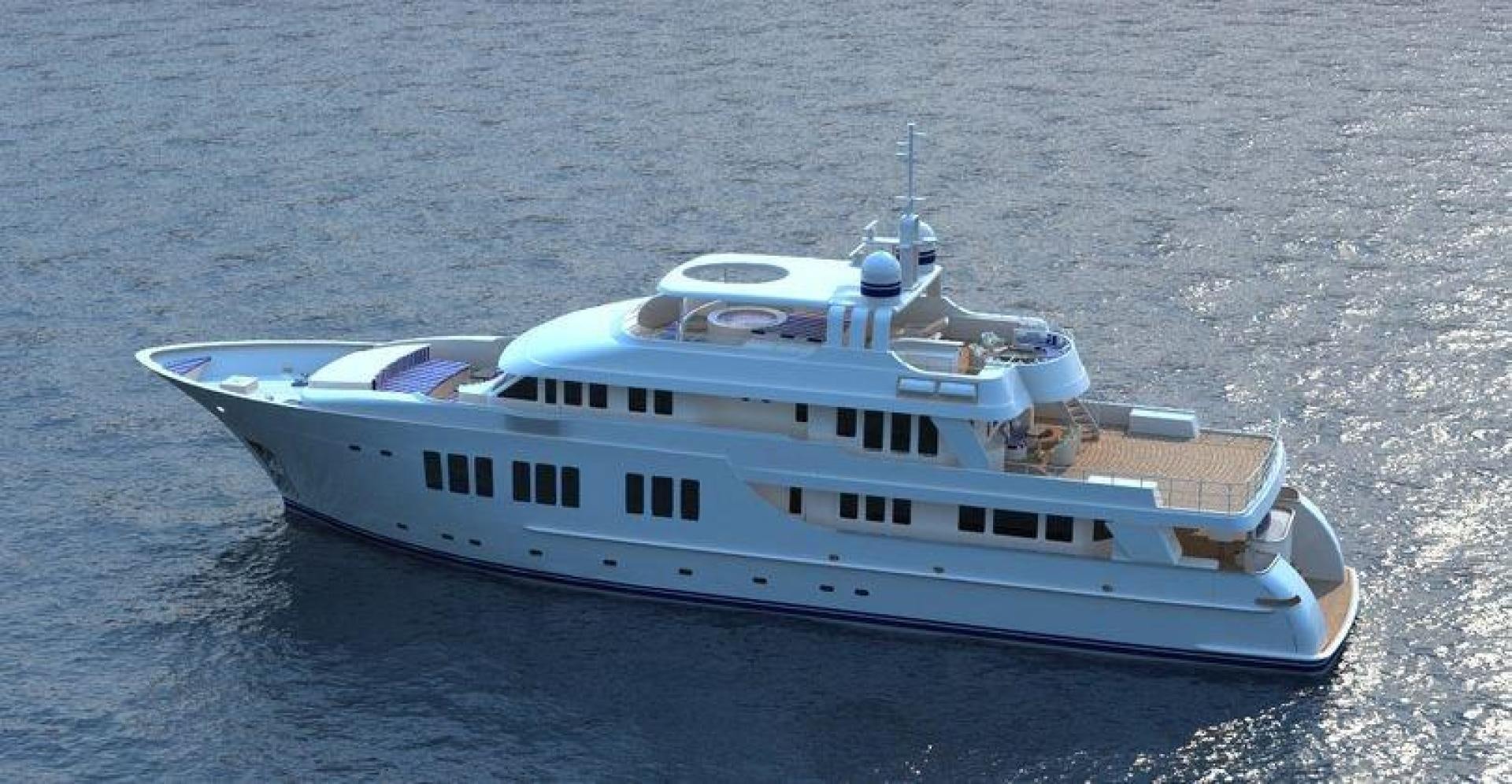 a white yacht in the water aboard MAGELLAN Yacht for Sale