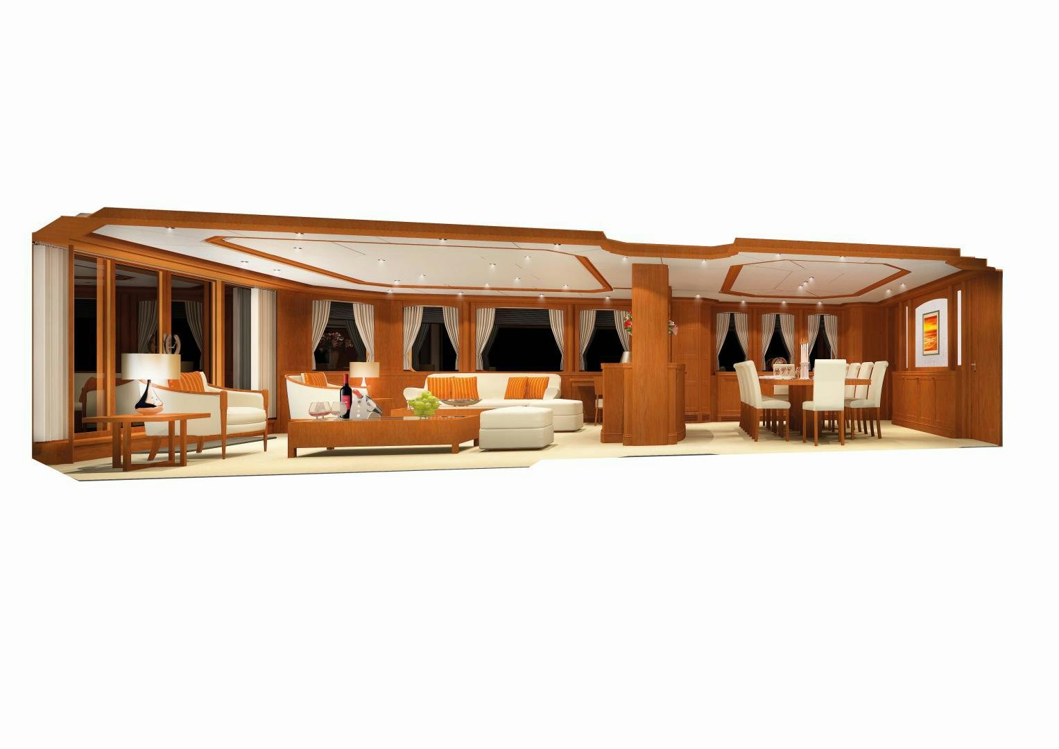 a room with a couch and a table aboard MAGELLAN Yacht for Sale