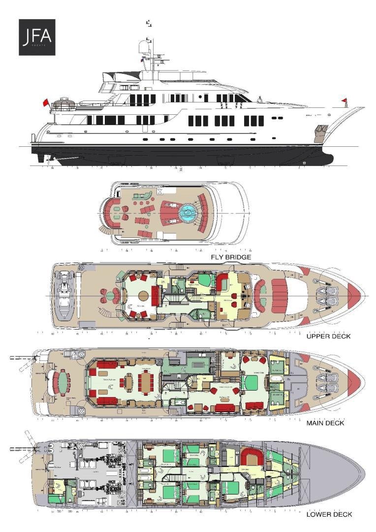 diagram, engineering drawing aboard MAGELLAN Yacht for Sale