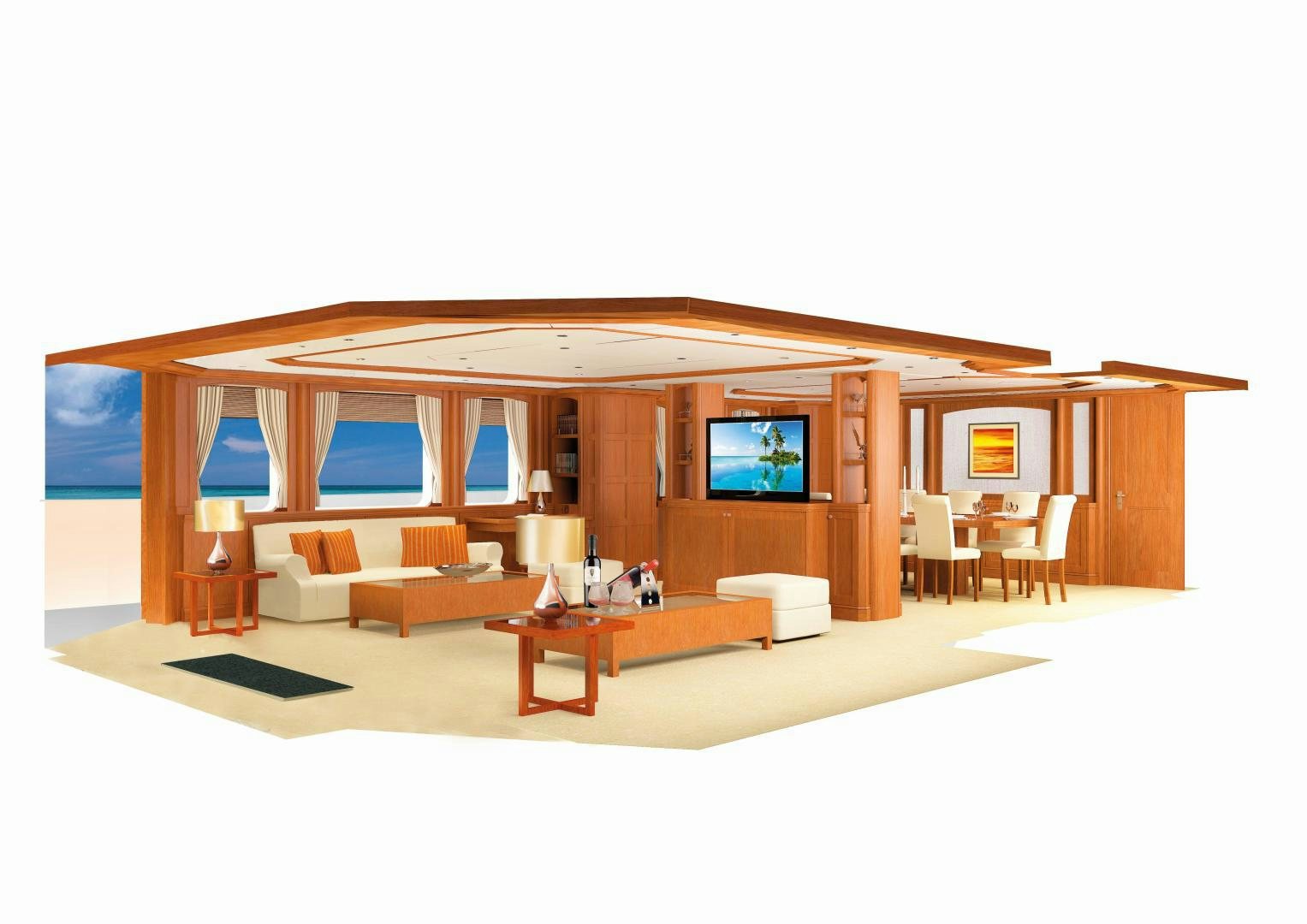 a room with a bed and a table aboard MAGELLAN Yacht for Sale