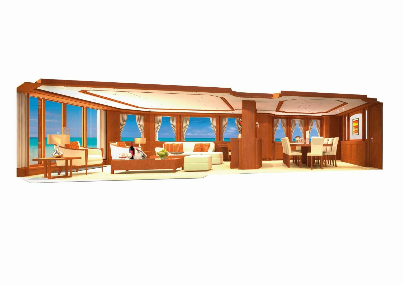 a room with a wood structure aboard MAGELLAN Yacht for Sale