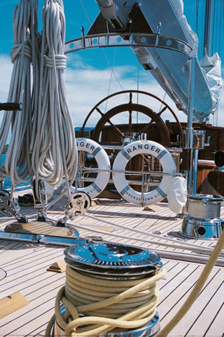 a large white machine on a wooden surface aboard RANGER Yacht for Sale