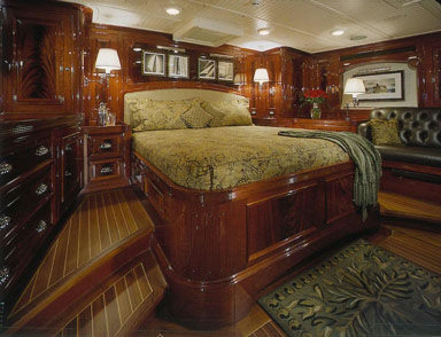 a large bedroom with a bed aboard RANGER Yacht for Sale