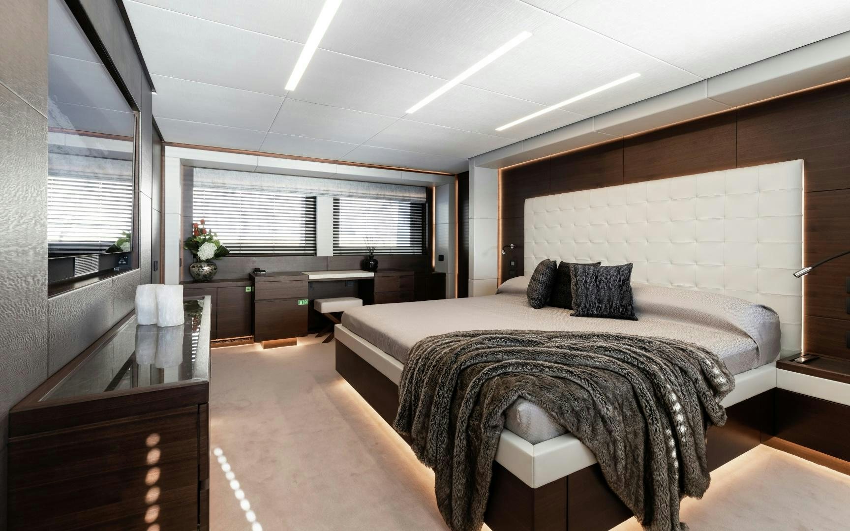 a bedroom with a large bed aboard ALTAVITA Yacht for Sale