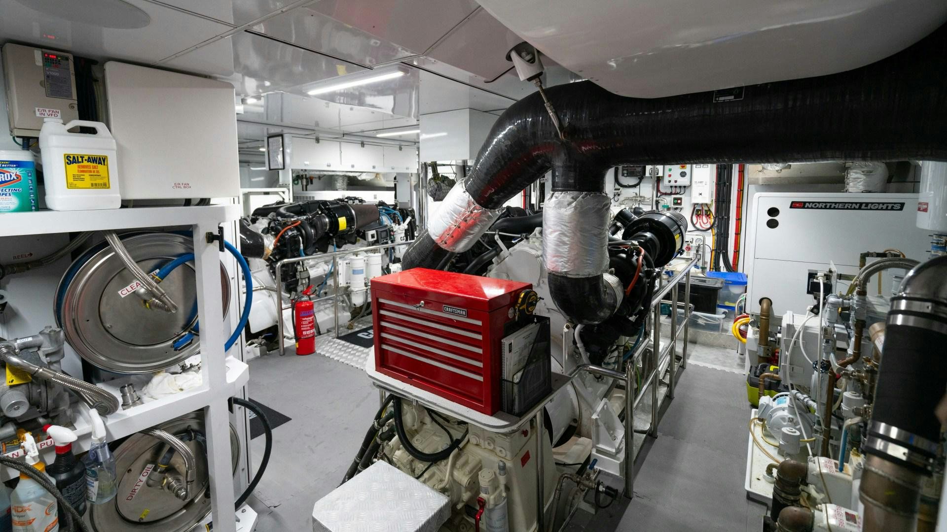 a large machine in a factory aboard SERENITY Yacht for Sale