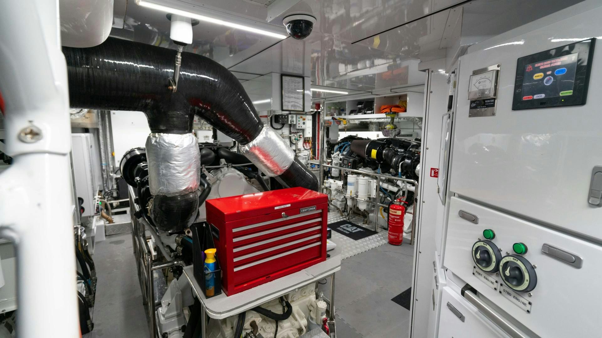 a machine in a room aboard SERENITY Yacht for Sale