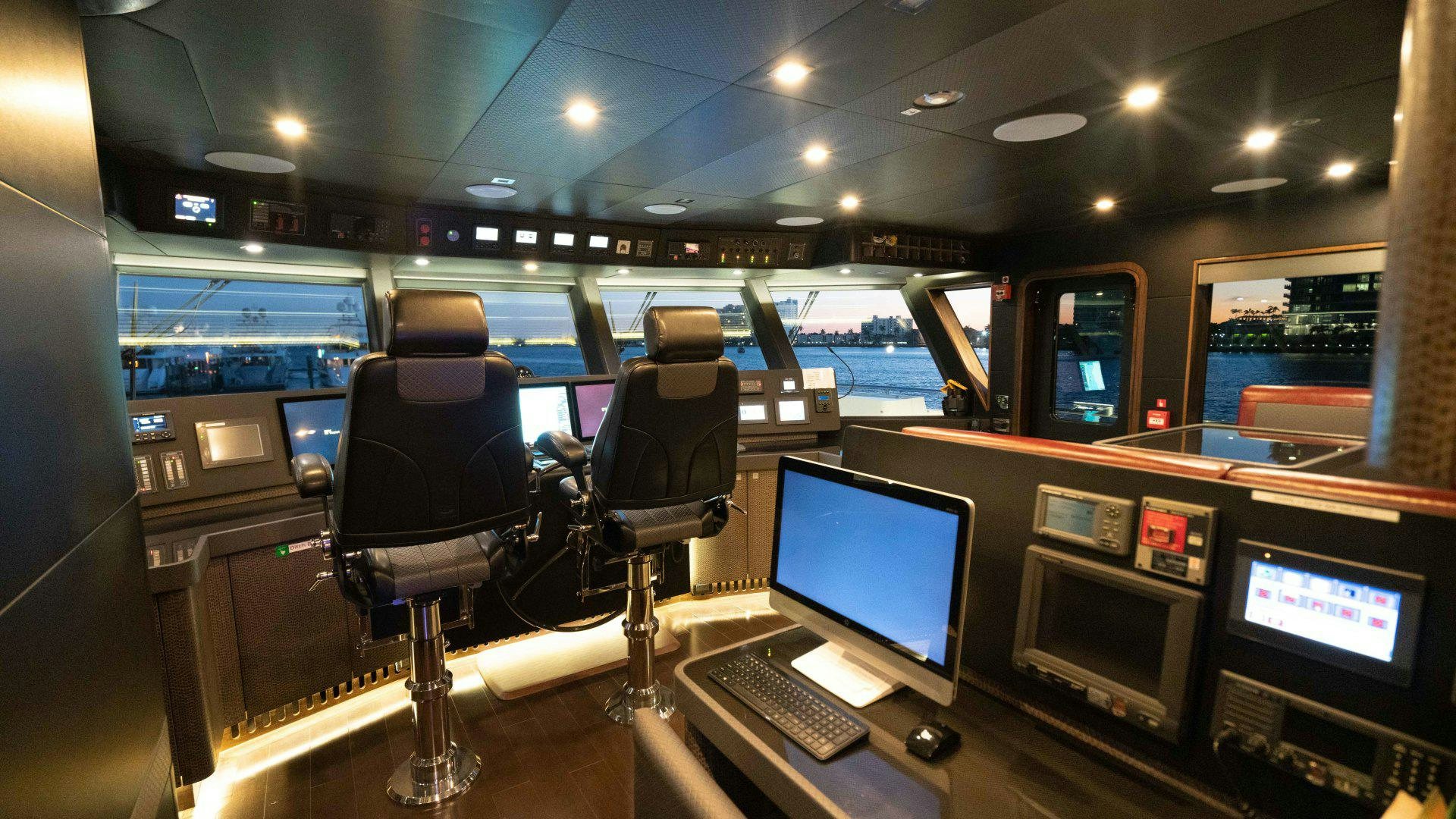 inside of a control room aboard SERENITY Yacht for Sale